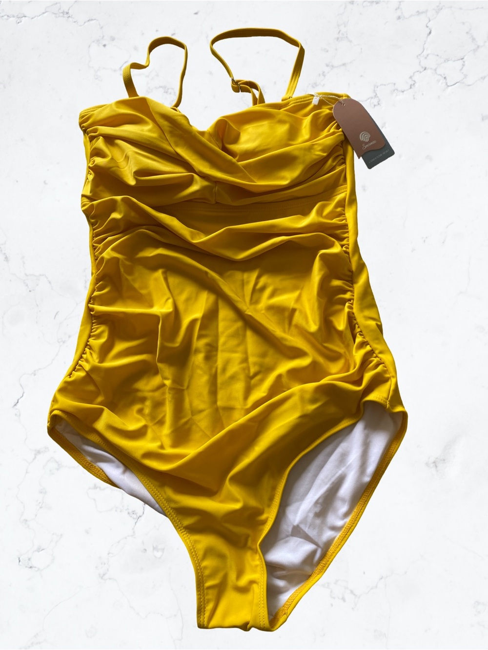 Sunshine Yellow Ruched One-Piece Bodysuit for Kids